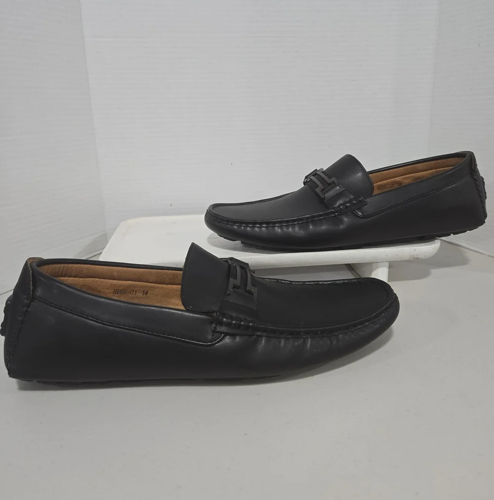 Black Horsebit Moccasin Driving Loafers Mens Size 14 Preppy Wedding Guest Office